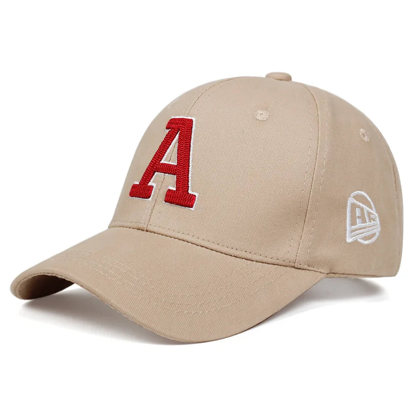 Boné Letra A - Estilo Baseball em Algodão, Ajustável, para Homens e Mulheres, Snapback, Estilo Hip-Hop
