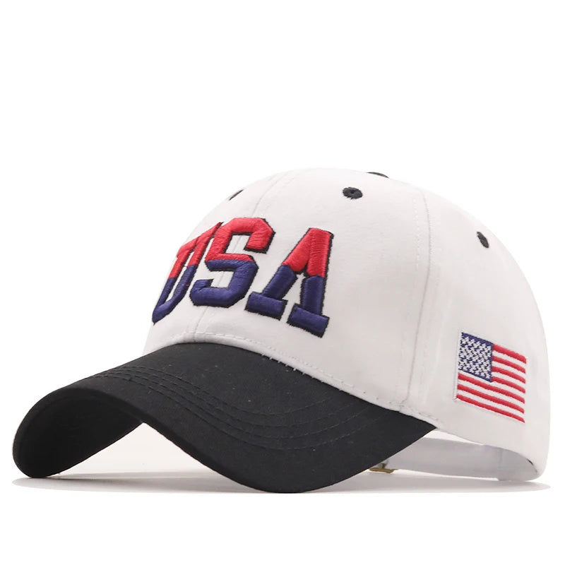 Boné Snapback USA – Algodão Bordado com Bandeira Americana Unissex Estilo Hip Hop