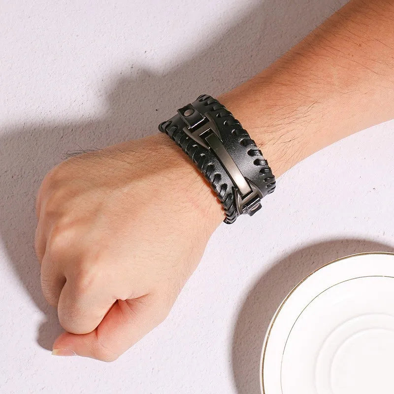 Pulseira Masculina de Couro Largura 33mm com Fecho de Metal - Estilo Punk e Fashion para Homens