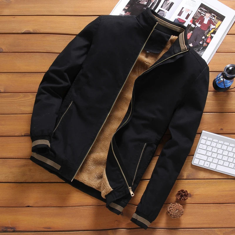 Jaqueta Bomber Dublin - Casaco Masculino Estilo Militar com Forro de Fleece, Quente e Corta-Vento
