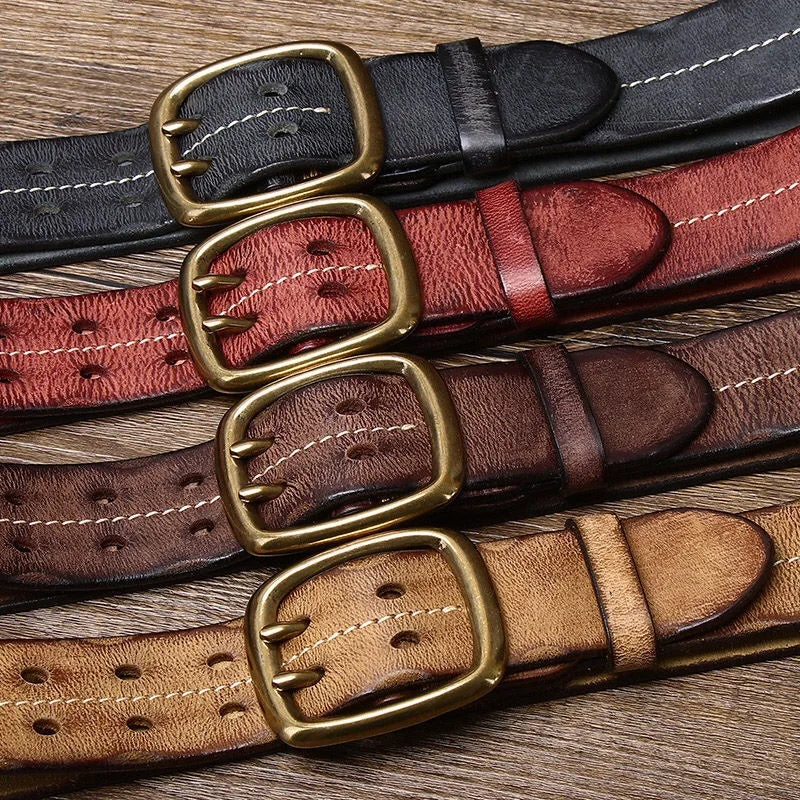 Cinto Masculino Retrô Dupla Fivela – 3,8cm Couro Legítimo Artesanal para Jeans