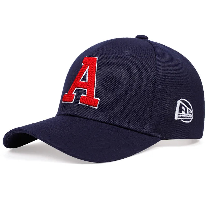 Boné Letra A - Estilo Baseball em Algodão, Ajustável, para Homens e Mulheres, Snapback, Estilo Hip-Hop