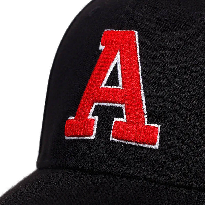 Boné Letra A - Estilo Baseball em Algodão, Ajustável, para Homens e Mulheres, Snapback, Estilo Hip-Hop