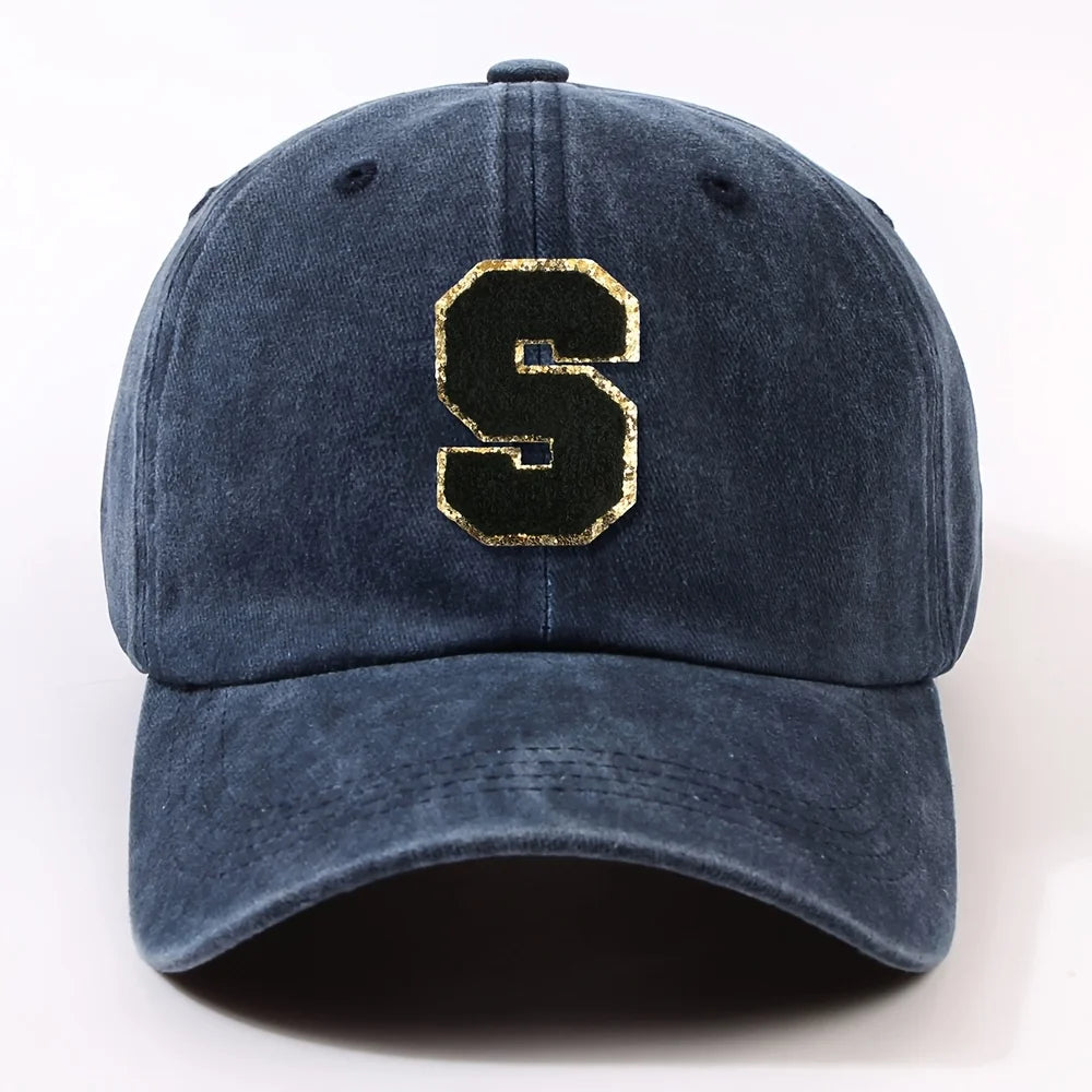 Boné Letra Bordada A-Z Street – Aba Curva Ajustável Unissex Estilo Dad Hat