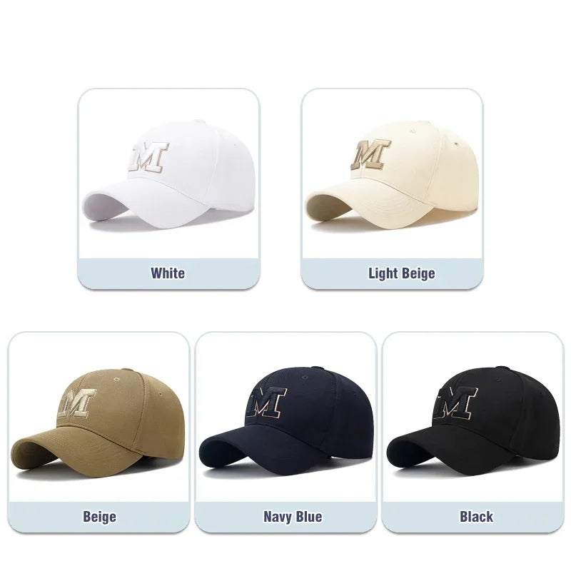 Boné Embroidery M - Baseball em Algodão com Bordado Tridimensional, Estilo Casual e Esportivo, Ajustável, Modelo de Aba Curva