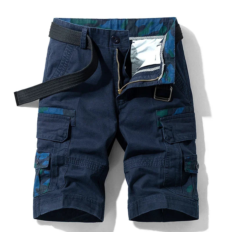 Bermuda Masculina Frontline – Algodão Camuflada Tática Casual Cargo Militar Cáqui
