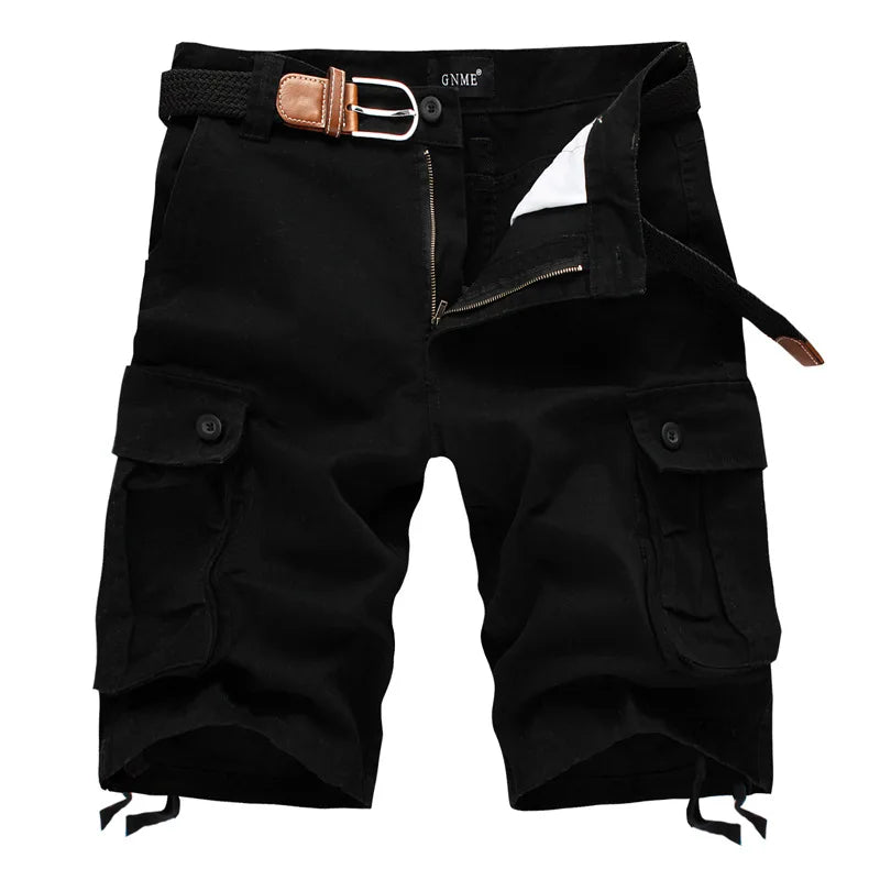 Bermuda Masculina Presthon – Moda Xadrez Casual Militar Praia Estilo Cargo sem Cinto