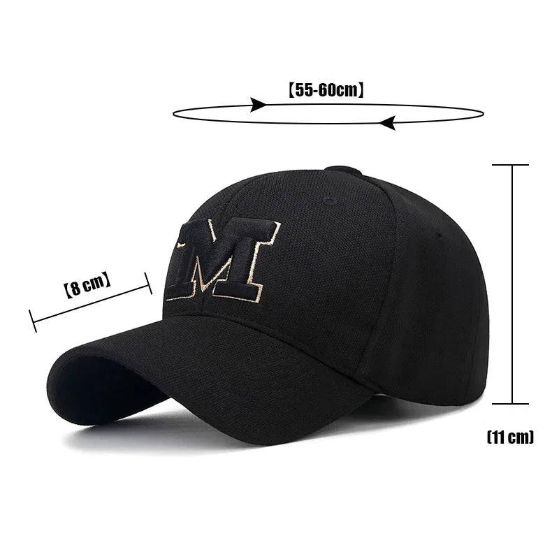 Boné Embroidery M - Baseball em Algodão com Bordado Tridimensional, Estilo Casual e Esportivo, Ajustável, Modelo de Aba Curva