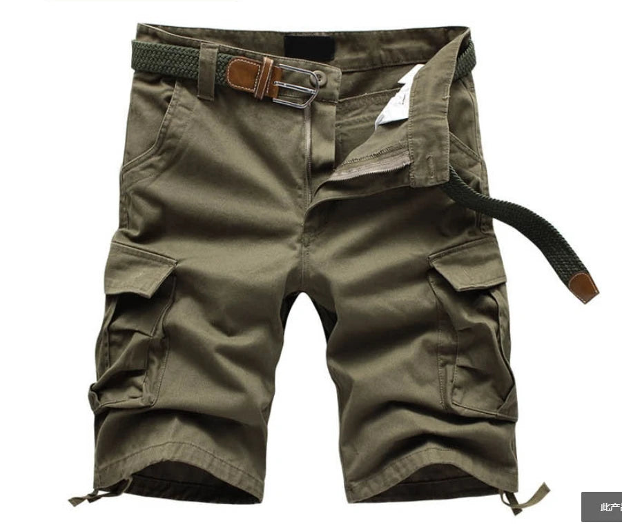 Bermuda Masculina Presthon – Moda Xadrez Casual Militar Praia Estilo Cargo sem Cinto