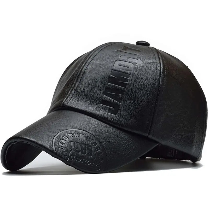 Boné Letter Print PU – Estilo Baseball Ajustável Primavera e Outono Unissex