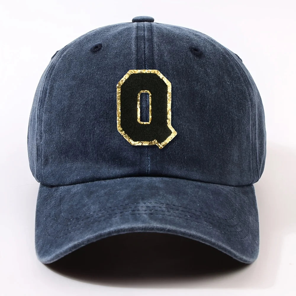Boné Letra Bordada A-Z Street – Aba Curva Ajustável Unissex Estilo Dad Hat
