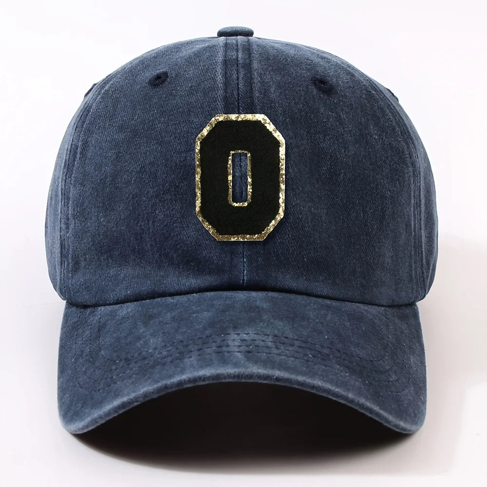 Boné Letra Bordada A-Z Street – Aba Curva Ajustável Unissex Estilo Dad Hat