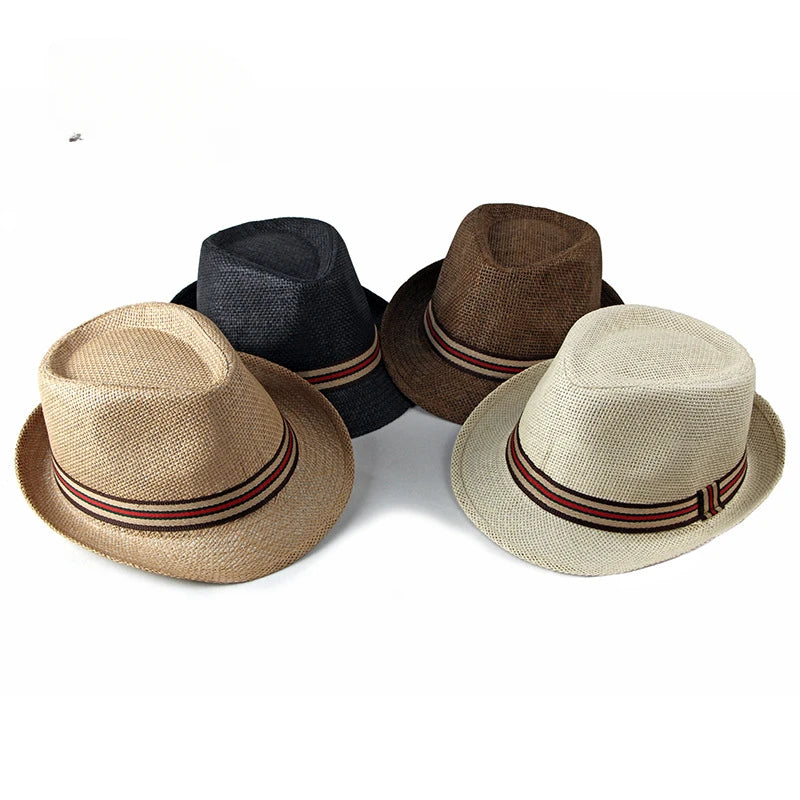 Chapéus de praia femininos na primavera verão britânico europeu e americano jazz chapéus homens fedoras chapéus de palha balde de viagem ao ar livre chapéus de sol