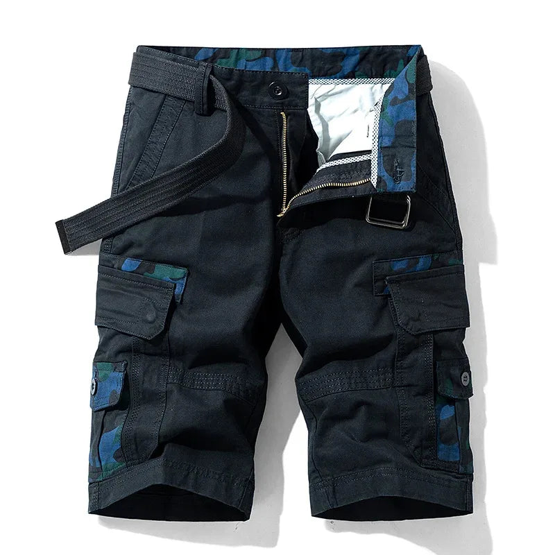 Bermuda Masculina Frontline – Algodão Camuflada Tática Casual Cargo Militar Cáqui