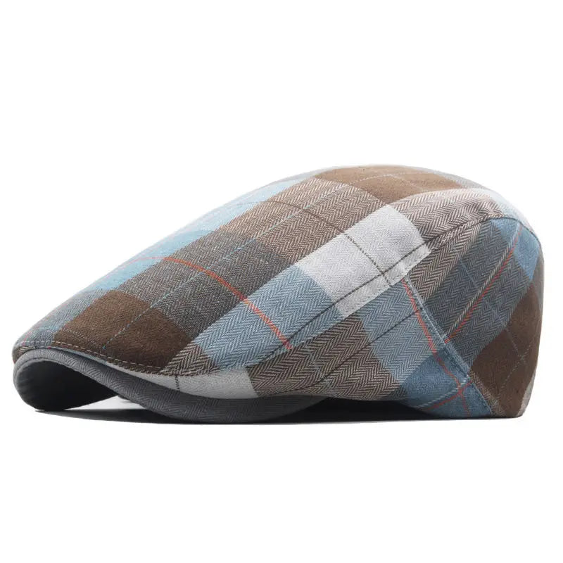 Boina Oxford Listrada – Estilo Newsboy em Poliéster com Estampa de Listras, Aba Reta e Design Versátil para Todas as Estações