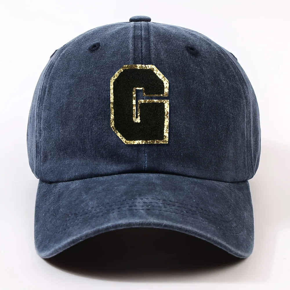 Boné Letra Bordada A-Z Street – Aba Curva Ajustável Unissex Estilo Dad Hat