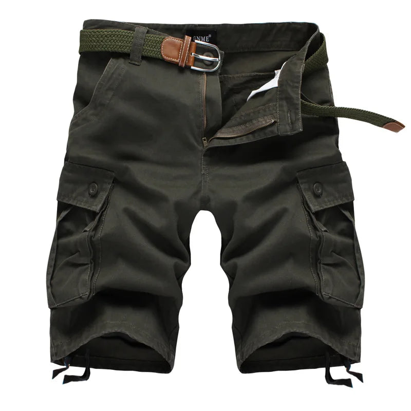 Bermuda Masculina Presthon – Moda Xadrez Casual Militar Praia Estilo Cargo sem Cinto