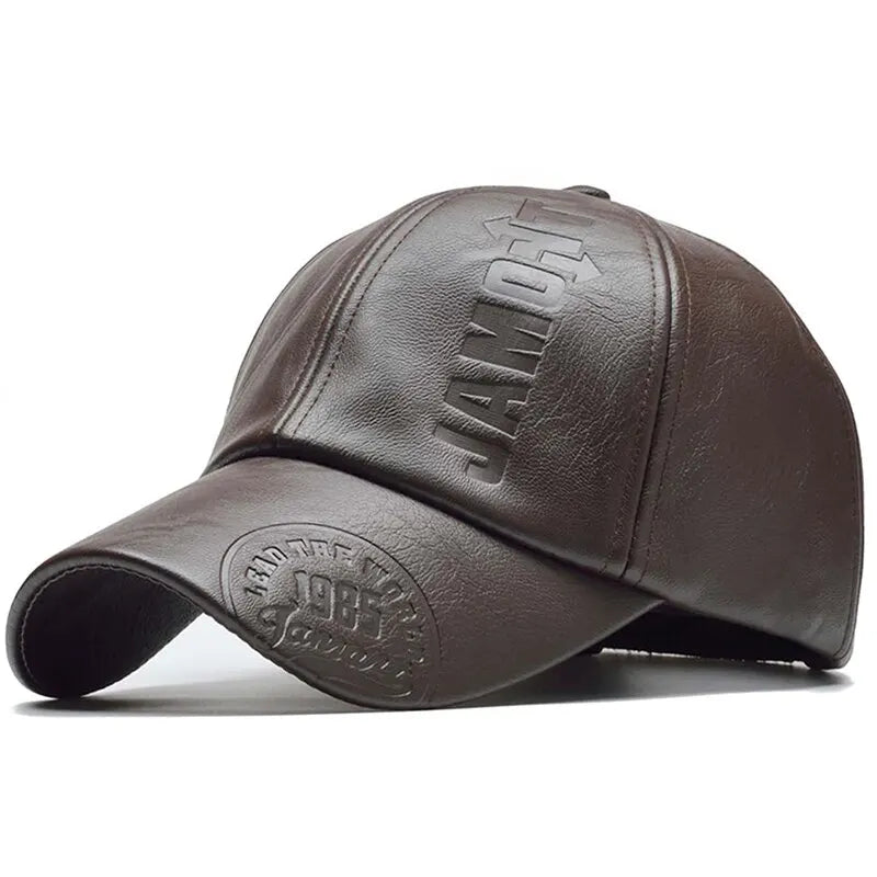 Boné Letter Print PU – Estilo Baseball Ajustável Primavera e Outono Unissex