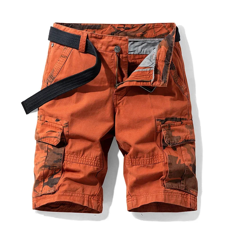 Bermuda Masculina Frontline – Algodão Camuflada Tática Casual Cargo Militar Cáqui
