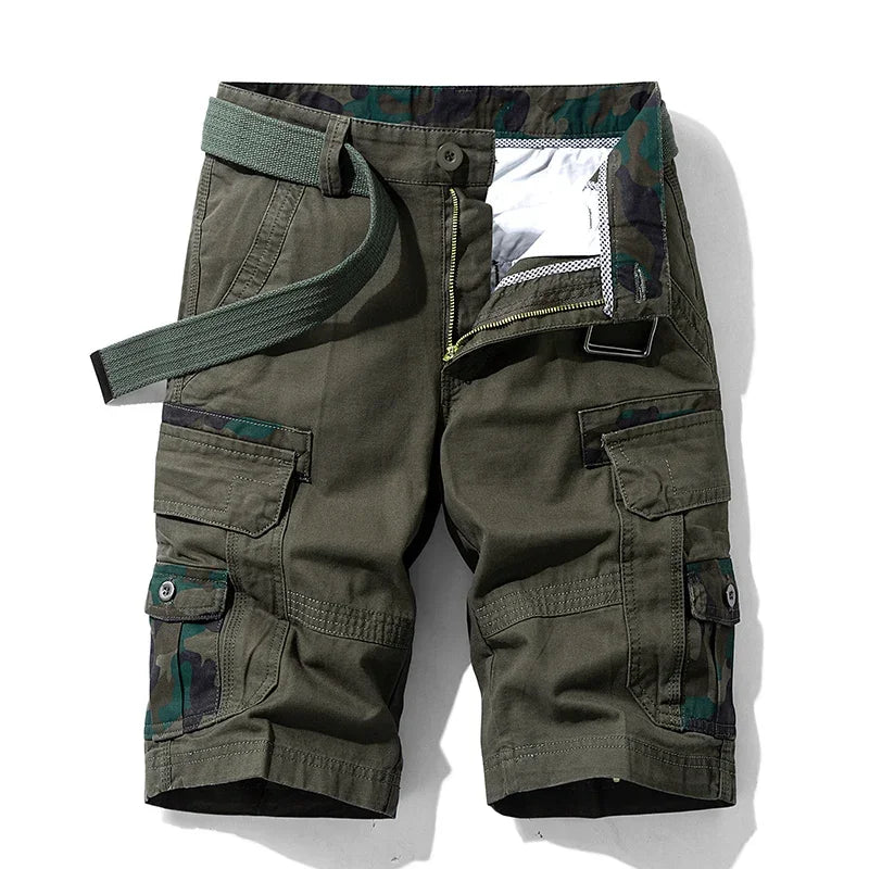 Bermuda Masculina Frontline – Algodão Camuflada Tática Casual Cargo Militar Cáqui
