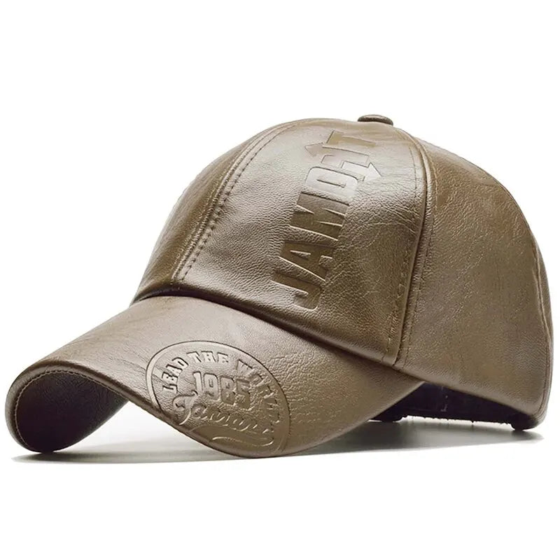 Boné Letter Print PU – Estilo Baseball Ajustável Primavera e Outono Unissex