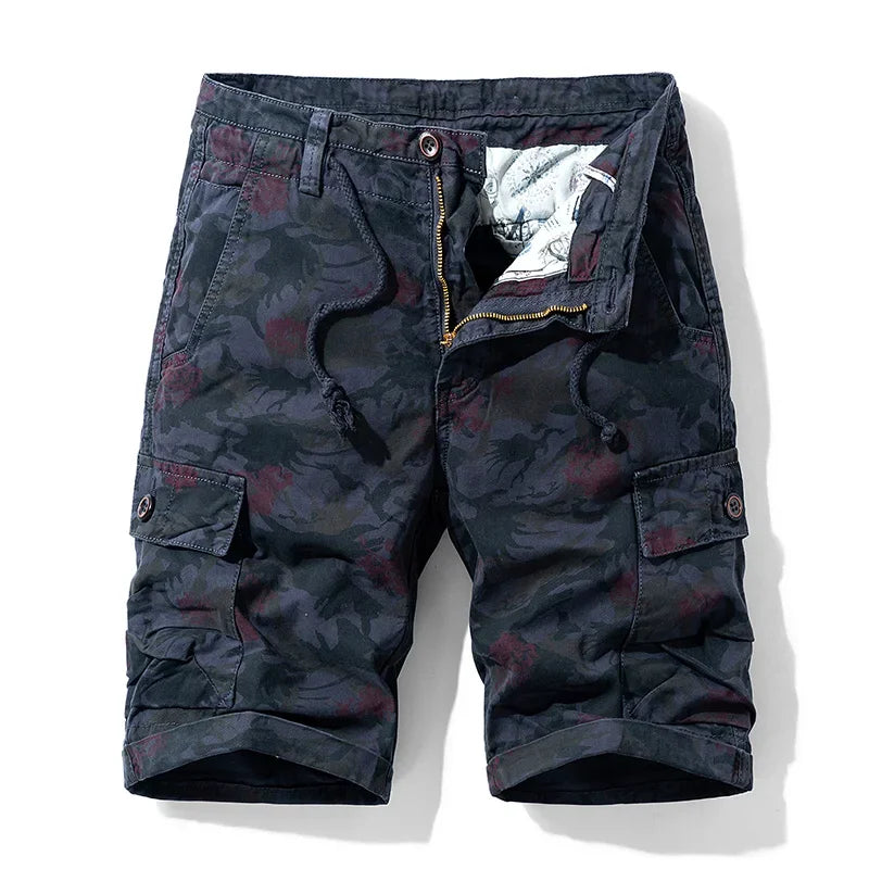 Bermuda Masculina Frontline – Algodão Camuflada Tática Casual Cargo Militar Cáqui