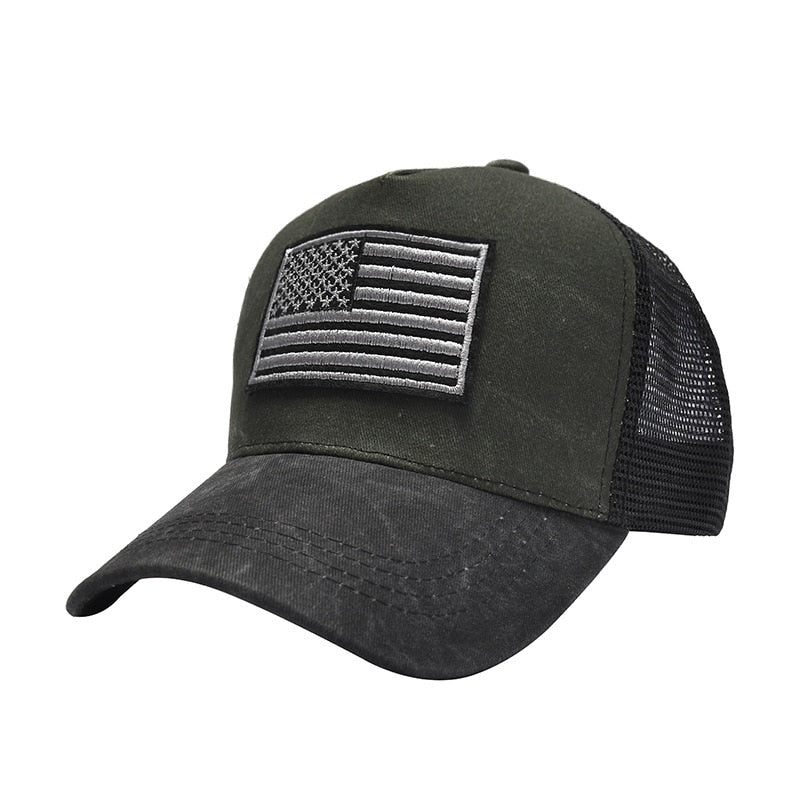 Boné Tático Patriot - Estilo Militar com Bandeira Americana, Feito em Algodão, Ajustável, Ideal para Esportes e Atividades ao Ar Livre