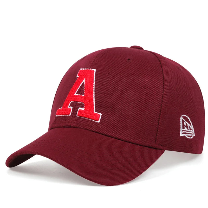 Boné Letra A - Estilo Baseball em Algodão, Ajustável, para Homens e Mulheres, Snapback, Estilo Hip-Hop