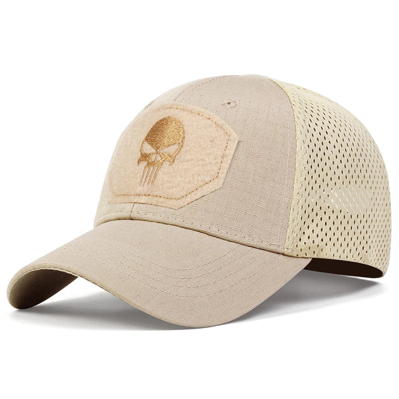 Boné Tático Skull – Militar Airsoft Ajustável com Tela Respirável e Aba Curva