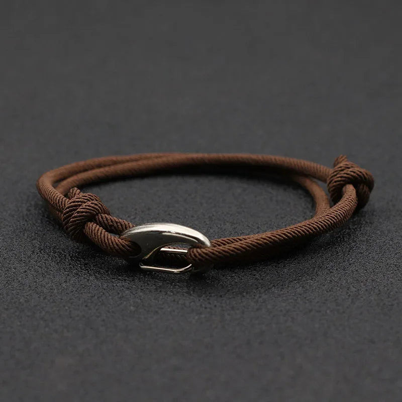 Pulseira Masculina Brigantium – Liga de Zinco com Cordão Trançado e Fecho Lagosta Estilo Geométrico