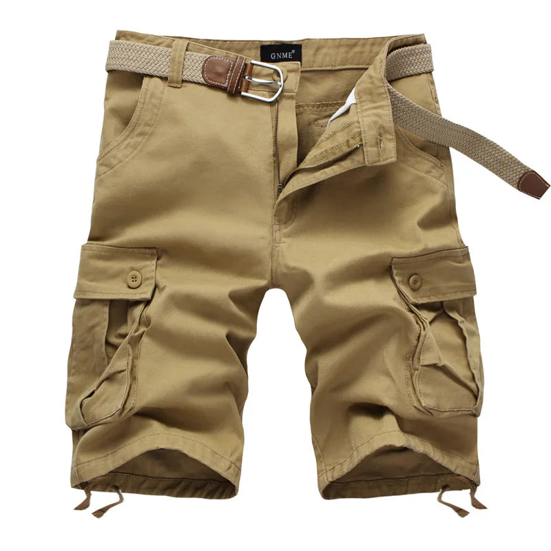 Bermuda Masculina Presthon – Moda Xadrez Casual Militar Praia Estilo Cargo sem Cinto