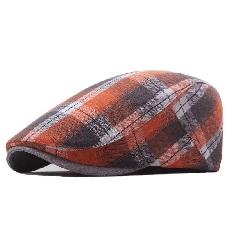 Boina Oxford Listrada – Estilo Newsboy em Poliéster com Estampa de Listras, Aba Reta e Design Versátil para Todas as Estações