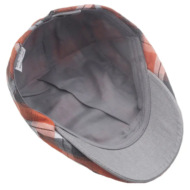 Boina Oxford Listrada – Estilo Newsboy em Poliéster com Estampa de Listras, Aba Reta e Design Versátil para Todas as Estações