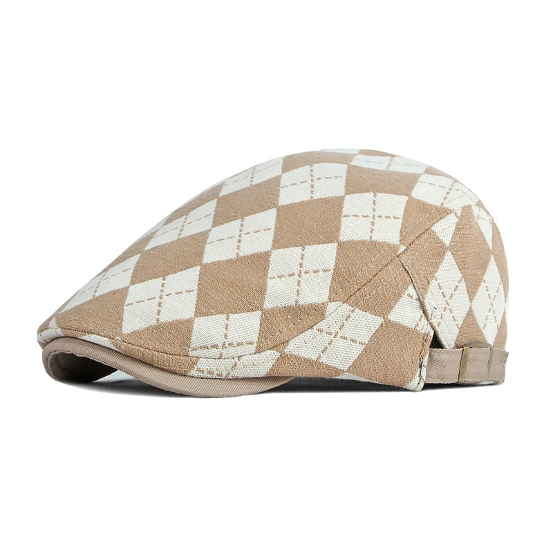 Boina Spector - Boina com Estampa Xadrez, Estilo Clássico e Visor para Proteção Solar