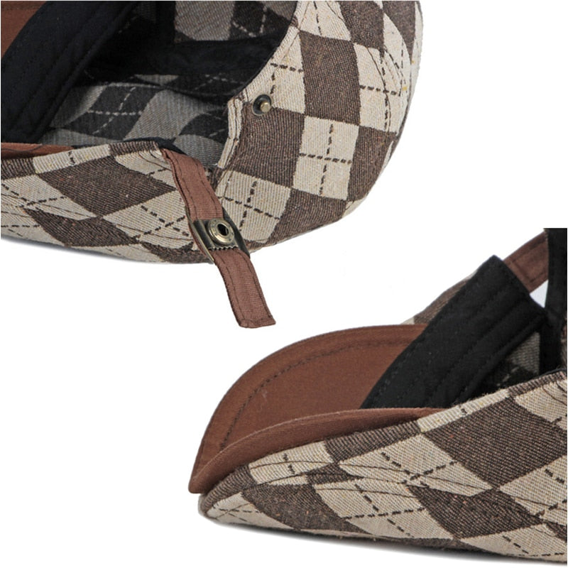 Boina Spector - Boina com Estampa Xadrez, Estilo Clássico e Visor para Proteção Solar