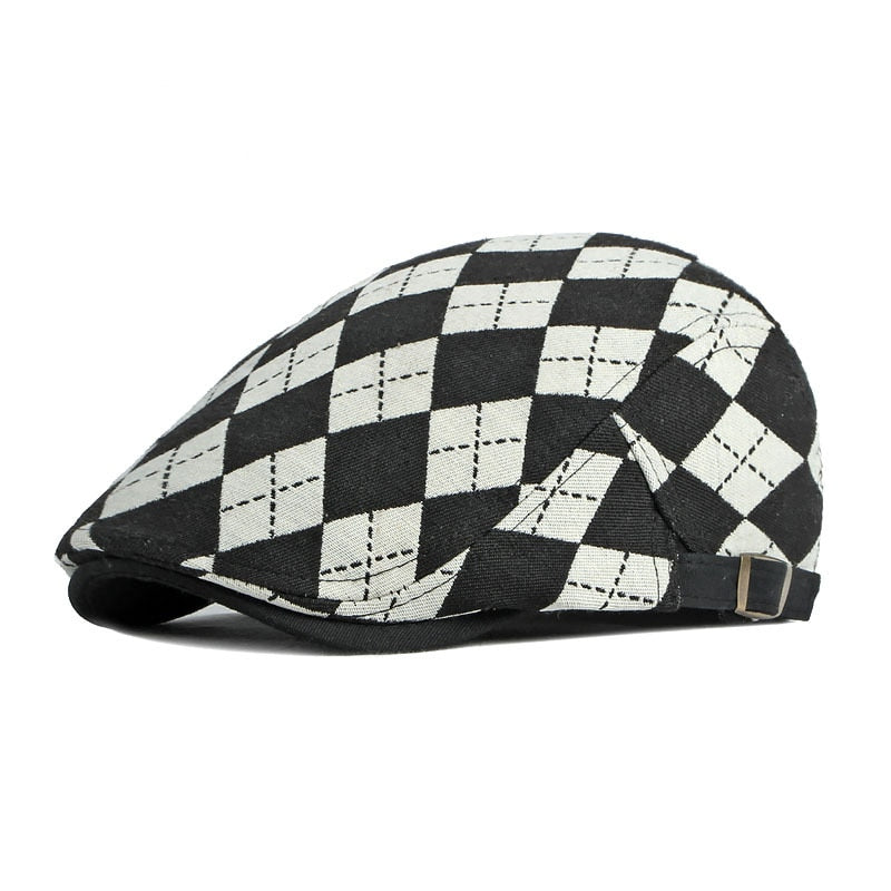 Boina Spector - Boina com Estampa Xadrez, Estilo Clássico e Visor para Proteção Solar