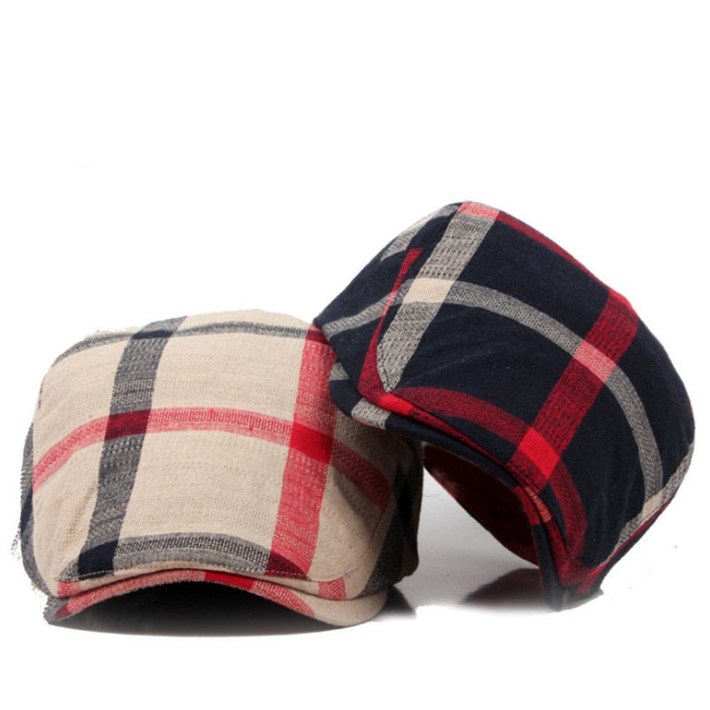 Boina Clássica Estilo Inglaterra Chess - Chapéu de Algodão Unissex Estilo Casual, Estampa Xadrez, Casquette