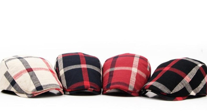 Boina Clássica Estilo Inglaterra Chess - Chapéu de Algodão Unissex Estilo Casual, Estampa Xadrez, Casquette