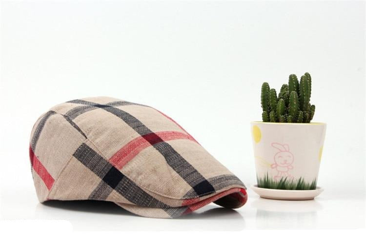Boina Clássica Estilo Inglaterra Chess - Chapéu de Algodão Unissex Estilo Casual, Estampa Xadrez, Casquette