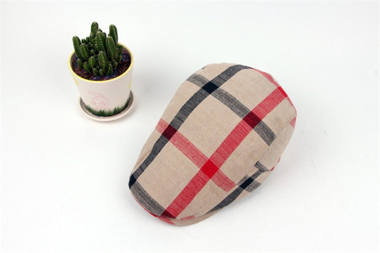 Boina Clássica Estilo Inglaterra Chess - Chapéu de Algodão Unissex Estilo Casual, Estampa Xadrez, Casquette