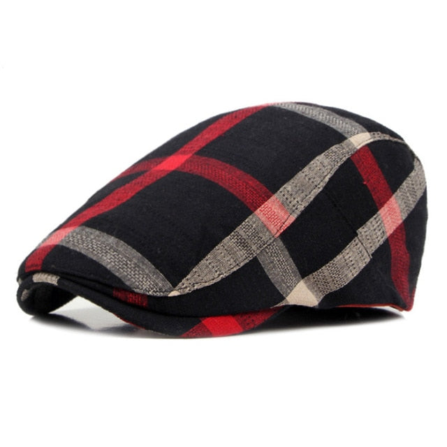 Boina Clássica Estilo Inglaterra Chess - Chapéu de Algodão Unissex Estilo Casual, Estampa Xadrez, Casquette
