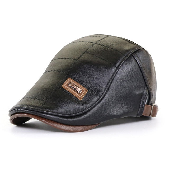 Boina Retrô de Couro PU Dublin - Chapéu Estilo Newsboy Britânico para Homens, Ajustável Lateralmente