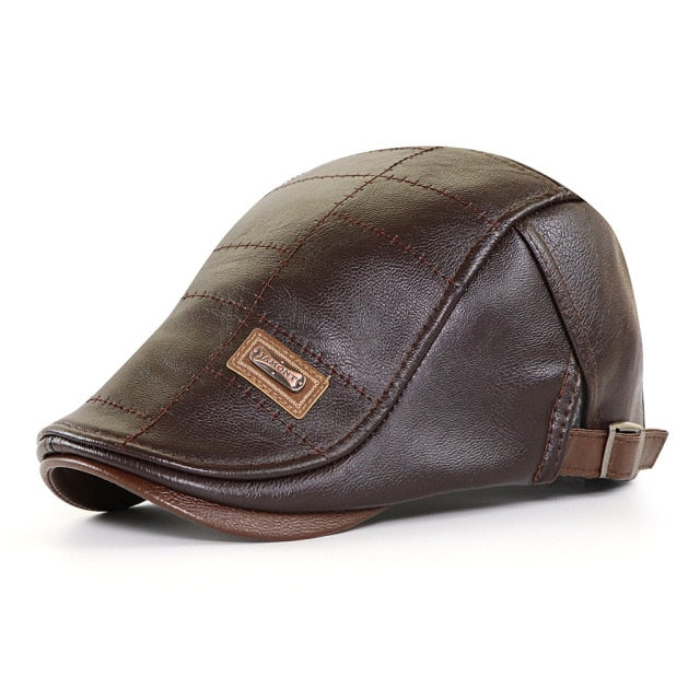 Boina Retrô de Couro PU Dublin - Chapéu Estilo Newsboy Britânico para Homens, Ajustável Lateralmente